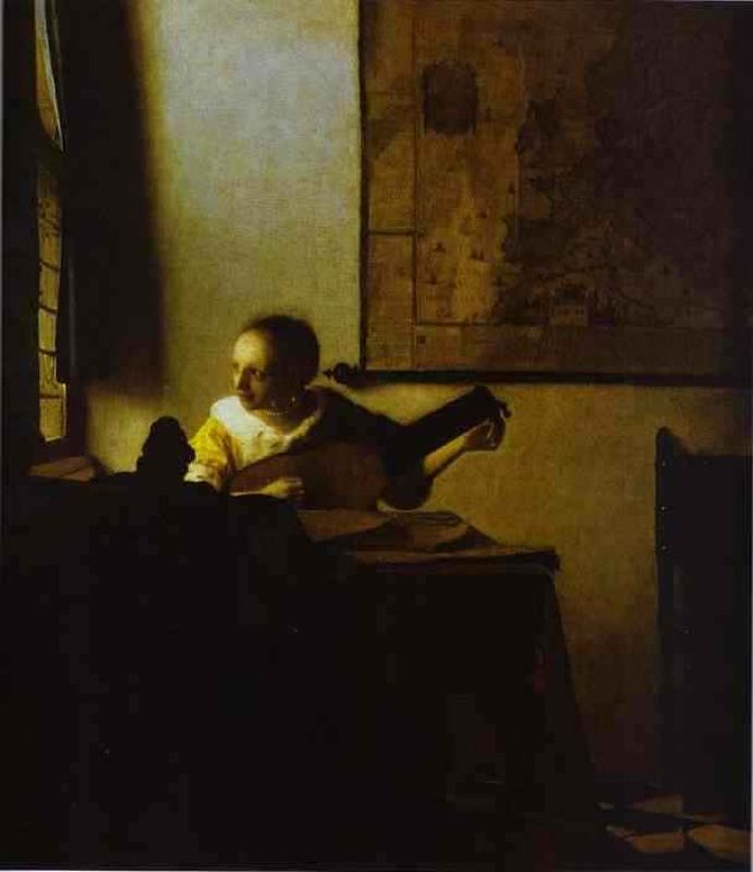 woman playing a lute near a window.jpg